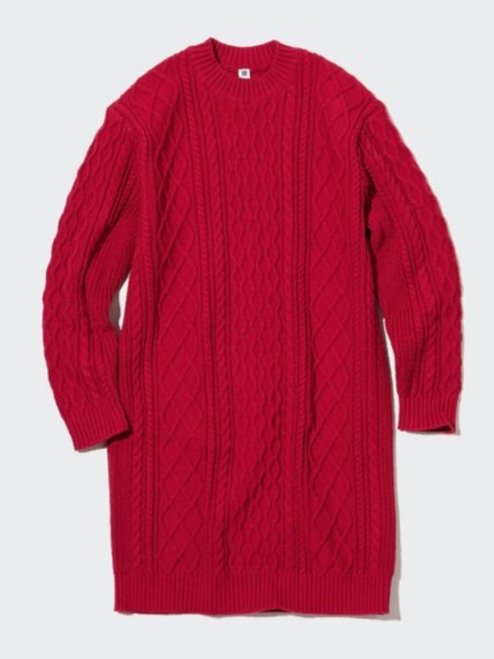 Uniqlo Cable Knit Long Sleeve Dress - Red